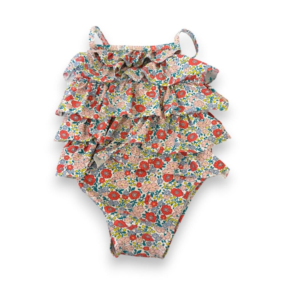 Baby Boden Liberty Floral Ruffle Tiered One-Piece Bathing Suit 18-24 Months